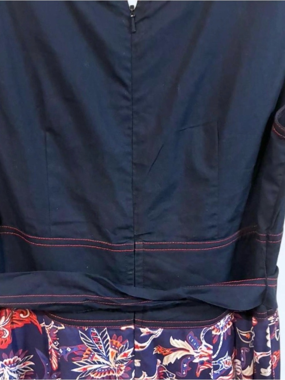 eshakti Navy Floral Tie-Waist Maxi Dress with Red Hem - Picture 5 of 7